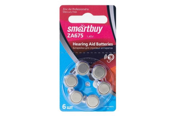 Батарейка часовая для слуховых аппаратов Smartbuy A675-6B (60/3000) (SBZA-A675-6B)