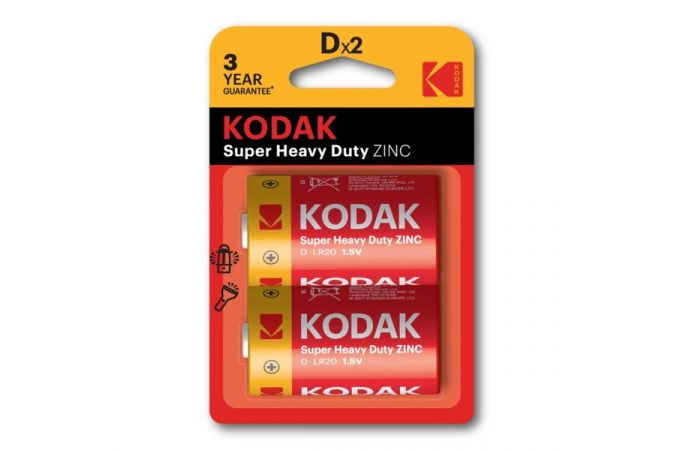 Батарейка солевая KODAK R20/2BL Super Heavy Duty блистер цена за 2 шт