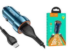 Автомобильное зарядное устройство АЗУ USB + кабель Type-C HOCO Z46 Blue QC3.0 (синий)