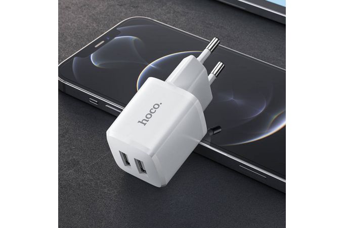 Сетевое зарядное устройство 2USB HOCO N8 2100mAh (белый)