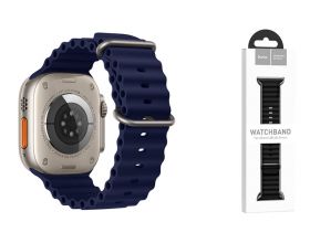 Ремешок для Apple Watch HOCO WA12 Силиконовый ремешок Original series marine с двойной пряжкой (42-49 мм, вечерняя синева)