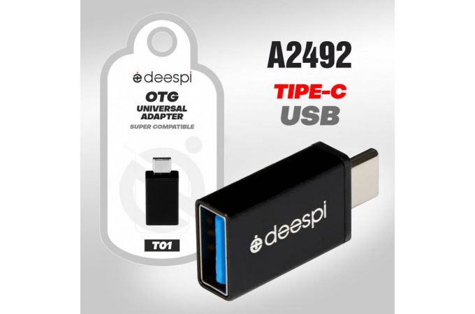 Переходник DEESPI T01 OTG Type-C на USB Metal в блистере (black)