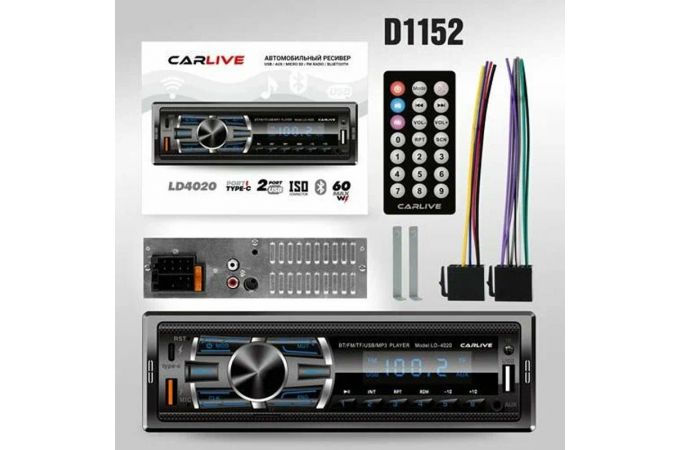 Автомагнитола CarLive LD4020 PD.2USB.TF.FM.ISO.2 RCA  12V