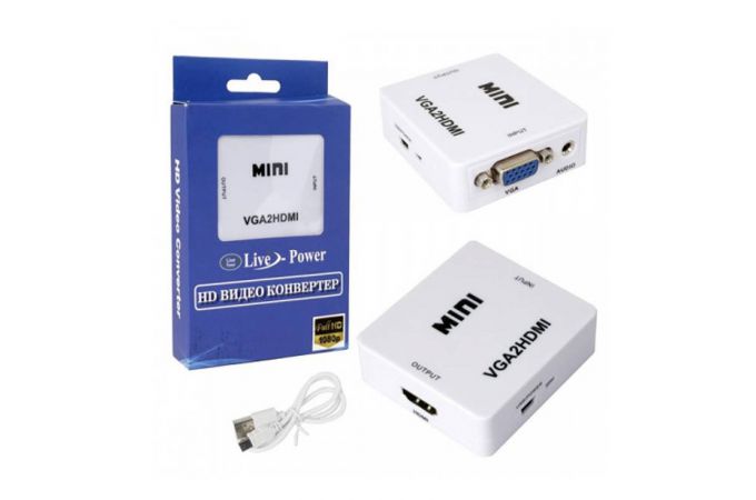 Адаптер H127 Mini VGA2HDMI 1080p Converter (White) 10pcs
