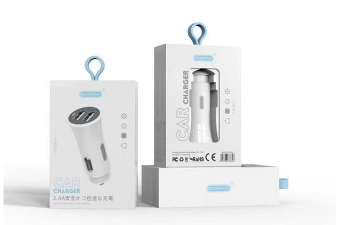 Автомобильное зарядное устройство АЗУ USB EZRA CR12 (5B,2400mA) (белый)