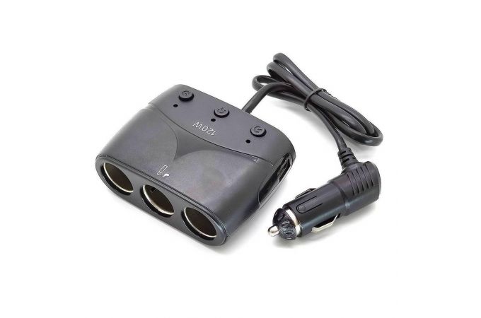 Разветвитель прикуривателя в авто OLESSON 1677 (3 гнезда+2*USB