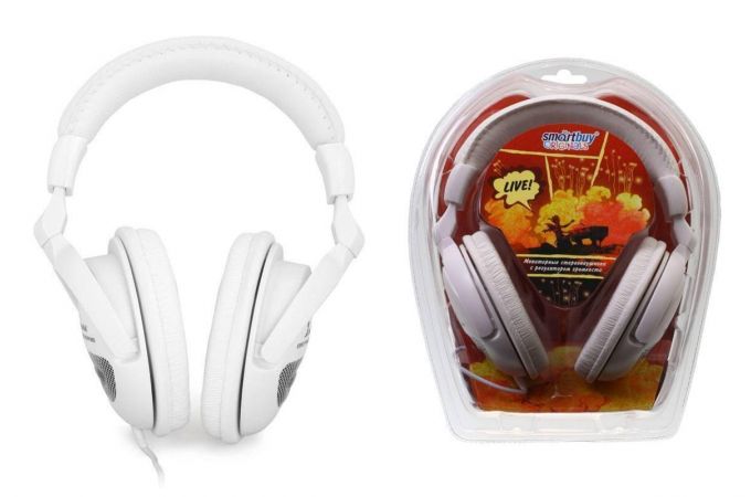 Наушники мониторные проводные SmartBuy LIVE!, 4м 50мм динамики SBE-7100 (белый)