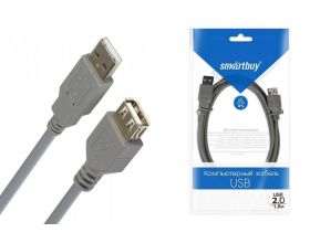 Кабель USB 2.0 удлинитель (штекер-гнездо) Smartbuy K-855-80 5м (серый)