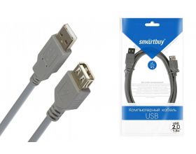 Кабель USB 2.0 удлинитель (штекер-гнездо) Smartbuy K-845-200 1.8м (серый)