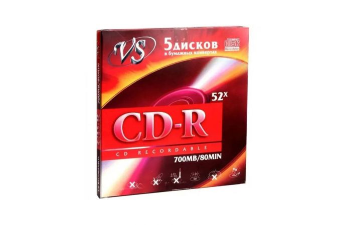 CD-RW VS 80 4-12x конверт (цена за 5 дисков)