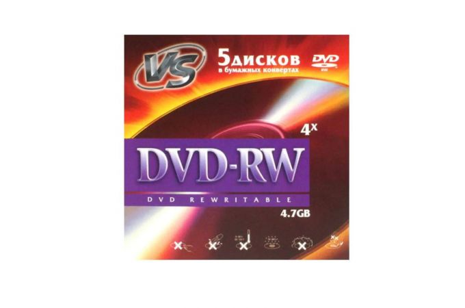 DVD+RW VS 4,7 GB 4x конверт (цена за 5 дисков)