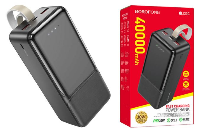 Универсальный дополнительный аккумулятор Power Bank BOROFONE BJ33C Creed PD30W (40000 mAh) (черный)