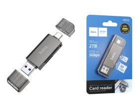 Картридер HOCO HB39 USB/Type-C 3.0 high-speed  серый