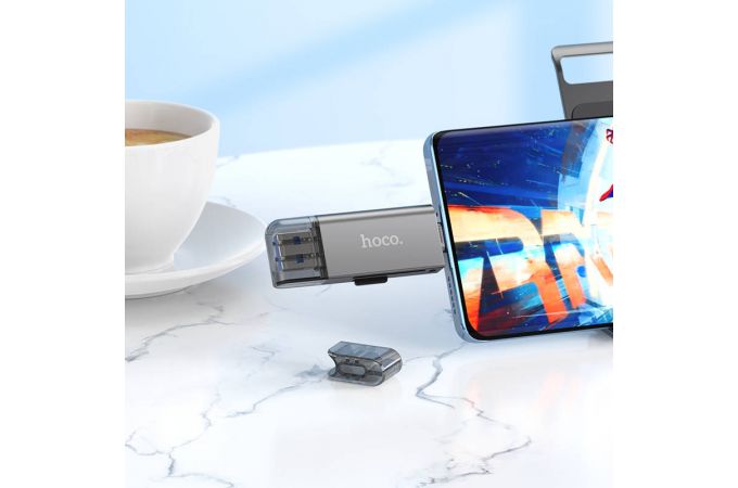 Картридер HOCO HB39 USB/Type-C 3.0 high-speed  серый