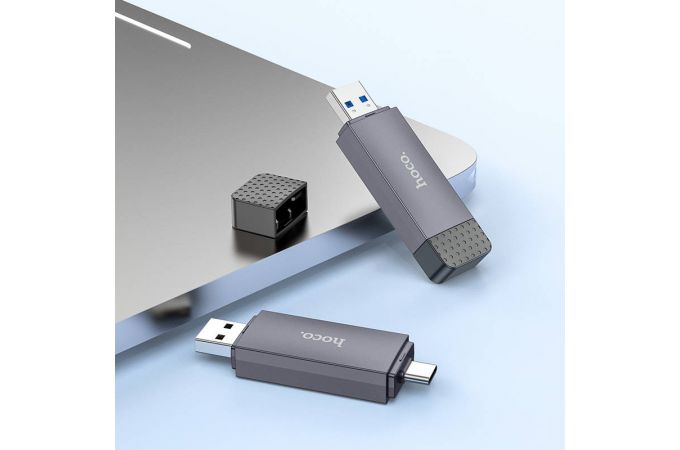 Картридер HOCO HB45 Spirit 2-in-1 USB/Type-C 2.0  серый