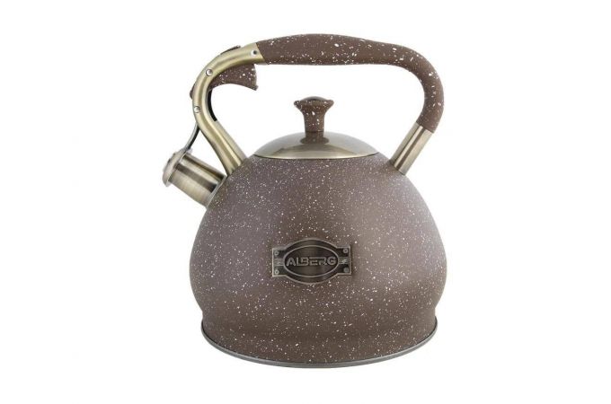 Чайник со свистком ALBERG AL-3026 3л ,мрамор коричневый , индукция