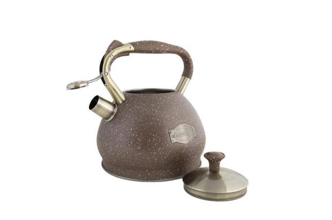 Чайник со свистком ALBERG AL-3026 3л ,мрамор коричневый , индукция