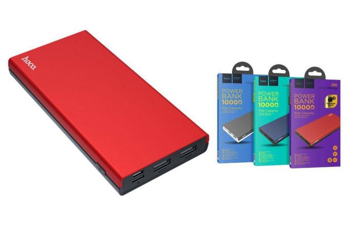 Универсальный дополнительный аккумулятор Power Bank HOCO J66 (10000 mAh) (красный)
