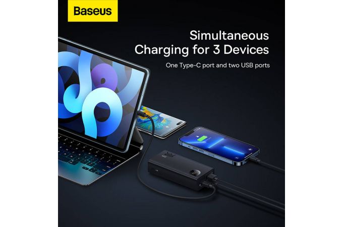 Универсальный дополнительный аккумулятор Power Bank BASEUS Adaman2 Digital Display Fast Charge 30W Overseas Edition, 3A, 10000 мАч (черный)