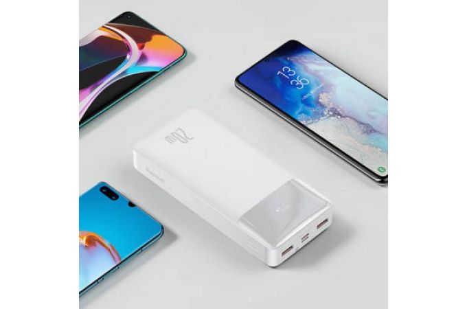 Универсальный дополнительный аккумулятор Power Bank BASEUS Bipow Digital Display 20W, 3A, 10000 мАч (белый)