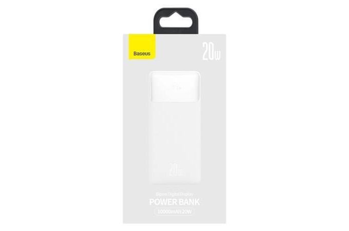 Универсальный дополнительный аккумулятор Power Bank BASEUS Bipow Digital Display 20W, 3A, 10000 мАч (белый)