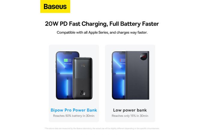 Универсальный дополнительный аккумулятор Power Bank BASEUS Bipow Pro 20W Overseas Edition, 3A, 10000 мАч (черный)