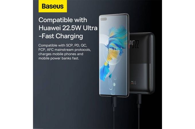 Универсальный дополнительный аккумулятор Power Bank BASEUS Bipow Pro Digital Display Fast Charge 22.5W Overseas Edition, 3A, 20000 мАч (черный)