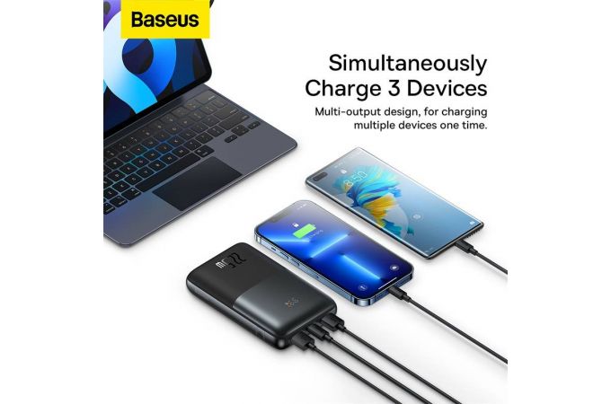 Универсальный дополнительный аккумулятор Power Bank BASEUS Bipow Pro Digital Display Fast Charge 22.5W Overseas Edition, 3A, 20000 мАч (черный)