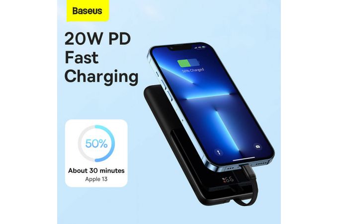 Универсальный дополнительный аккумулятор Power Bank BASEUS Elf Digital Display 22.5W, 2.4A, 10000 мАч (черный)