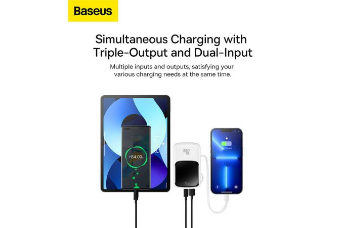 Универсальный дополнительный аккумулятор Power Bank BASEUS Qpow Pro Digital Display Fast Charge 20W iP Edition, 3A, 10000 мАч (белый)