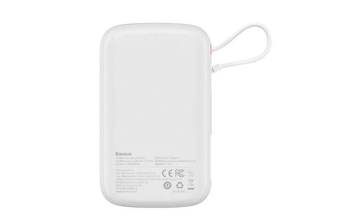 Универсальный дополнительный аккумулятор Power Bank BASEUS Qpow Pro Digital Display Fast Charge 20W iP Edition, 3A, 10000 мАч (белый)