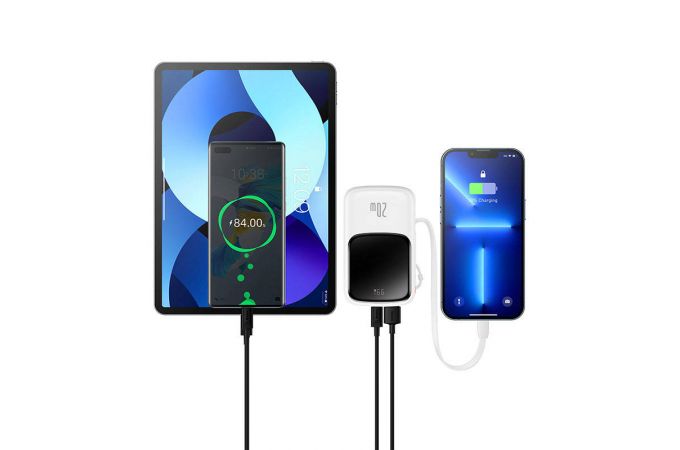 Универсальный дополнительный аккумулятор Power Bank BASEUS Qpow Pro Digital Display Fast Charge 20W iP Edition, 3A, 10000 мАч (белый)