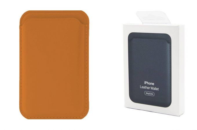 Кармашек визитница на телефона магнитный для MagSafe App wallet с анимацией в цвет (or.) (оранжевый)