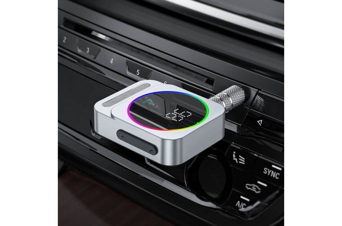 Bluetooth адаптер для автомагнитолы BOROFONE BC52 Bluetooth Car Receiver c AUX 3.5 mm входом (серебристый)