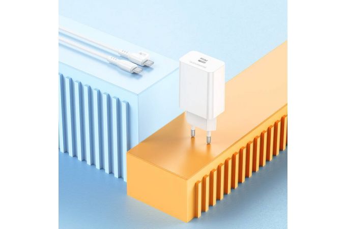 Сетевое зарядное устройство USB-C + кабель Type-C BOROFONE BA21A PD20W (белый)