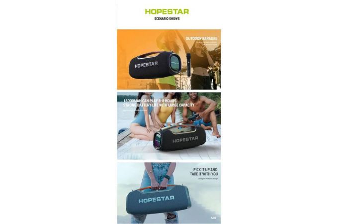 Портативная беспроводная колонка HOPESTAR A60 (черный) 100W