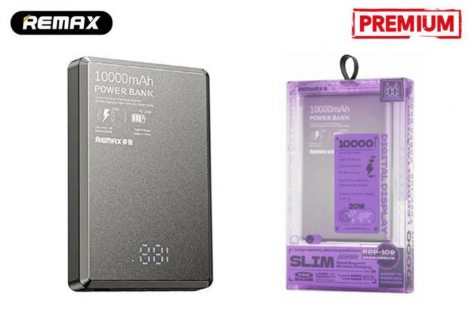 Универсальный дополнительный аккумулятор REMAX RPP-109 10 000 mAh MAGSAFE (серый)