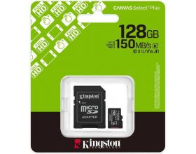 Карта памяти MicroSDXC_128 Gb Kingston SDCS3/128GB 150Mb/s Canvas Select Plus Gen3 A1 U1, с адаптером
