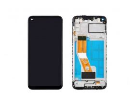 Дисплей для Samsung M115F Galaxy M11 Black в сборе с тачскрином + рамка, 100%