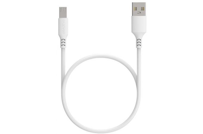 Кабель USB - MicroUSB Maxvi (MC-A01L) 2A (белый) 1м (УДЛИНЕННЫЙ ШТЕКЕР)