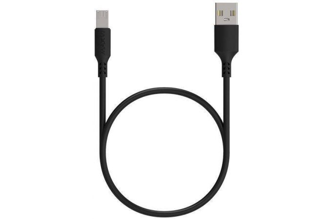 Кабель USB - MicroUSB Maxvi (MC-A01L) 2A (черный) 1м (УДЛИНЕННЫЙ ШТЕКЕР)