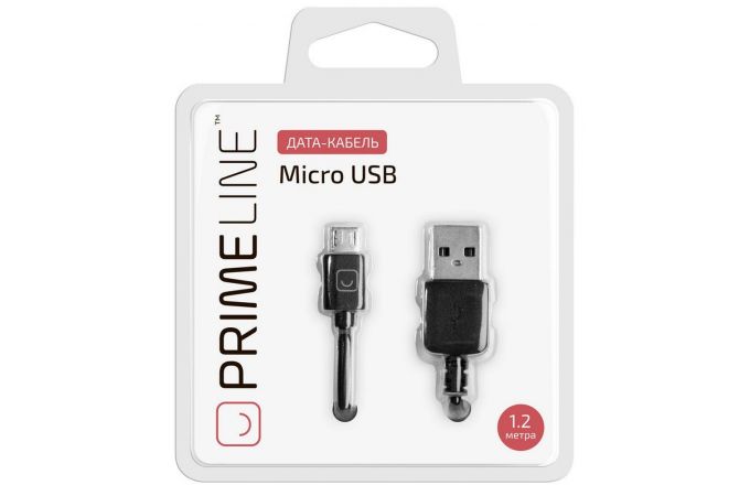 Кабель USB - MicroUSB Prime Line (7202) (черный) 1.2м