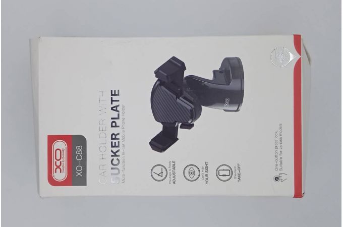 Держатель автомобильный для телефона XO C88 car holder with sucker plate (черный) (УЦЕНКА! МЯТАЯ УПАКОВКА)