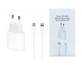 Сетевое зарядное устройство USB-C Apple 20W 14 pro max + кабель type-c lightning (copy) (л)