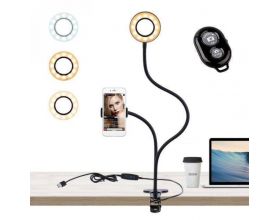 Кольцевая лампа настольная Огонек OG-SMH05 на прищепке плюс держатель (9см)