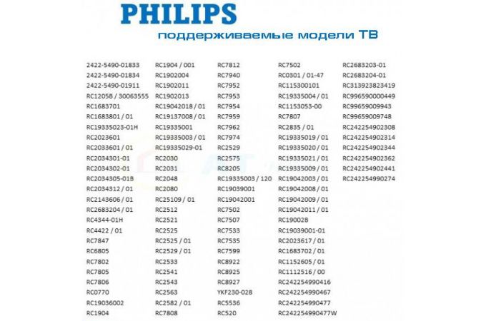 Пульт TV универсальный Орбита OT-DVC21 (LCD/LED Philips)