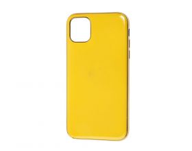 Чехол силиконовый iPhone 11 Pro Max (6.5) с хромовым контуром (желтый)