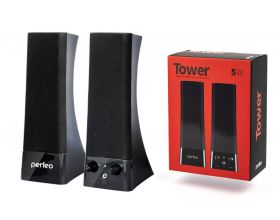 Акустическая система 2.0 Perfeo "TOWER", мощность 2х2,5 Вт (RMS), USB (черный)