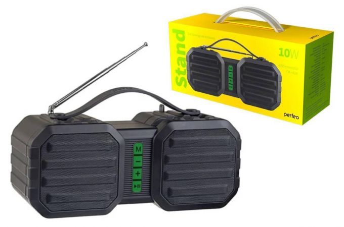Портативная беспроводная колонка Perfeo "STAND" FM, MP3 microSD, USB, AUX, мощность 10Вт, 2400mAh, ч