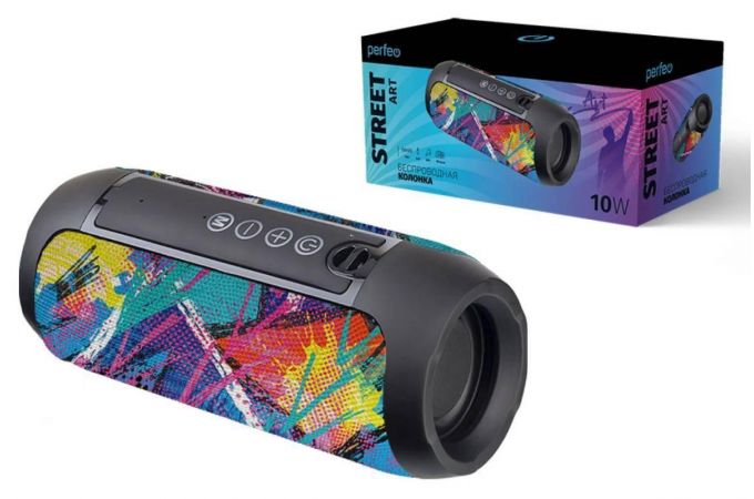 Портативная беспроводная колонка Perfeo "STREET ART" с рисунком (черный)